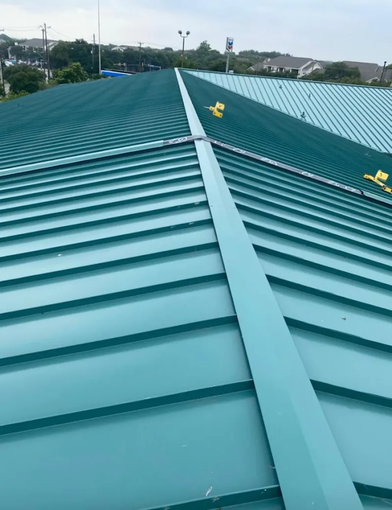 Green commercial metal roof ridge and valley for Metal Roof Repair in Locust